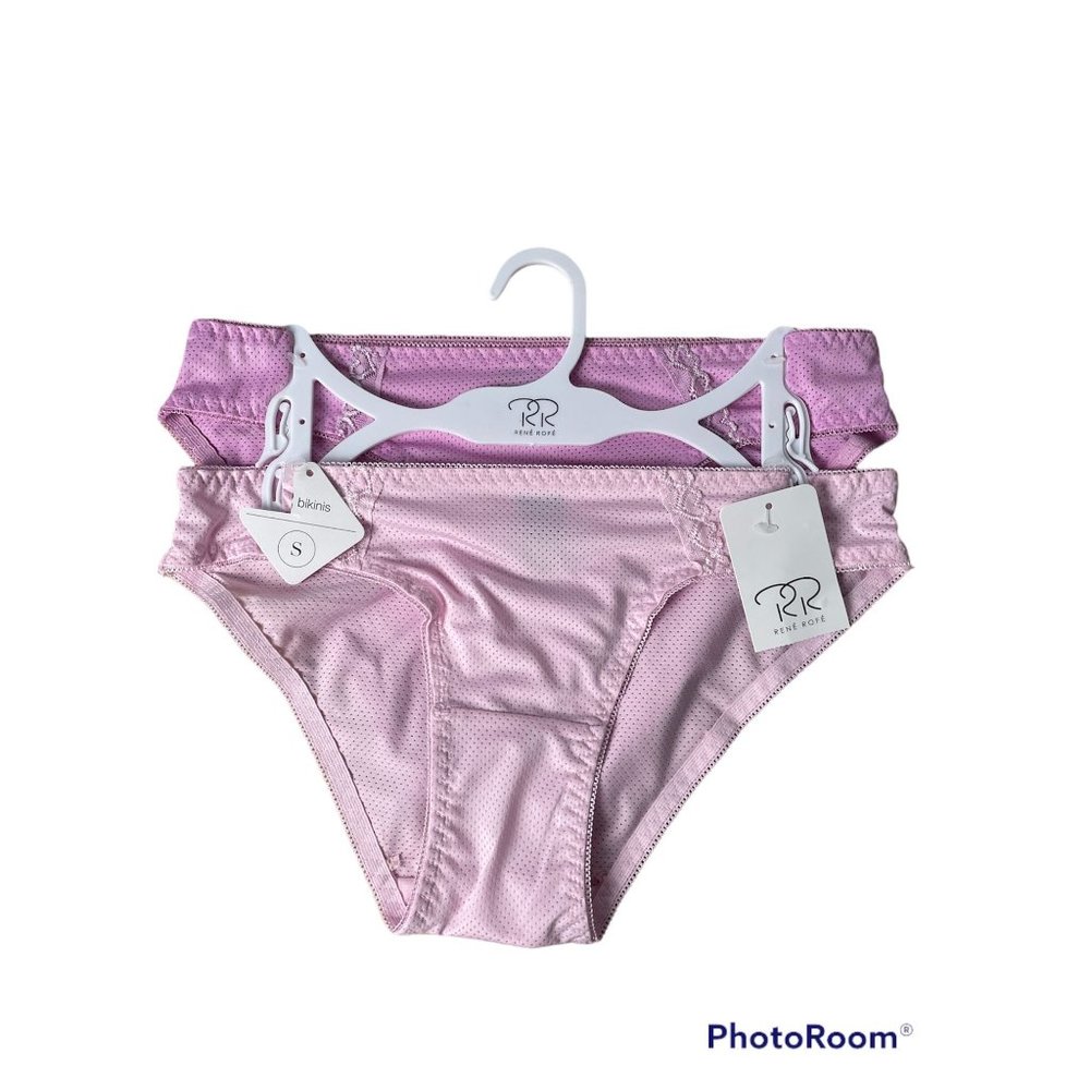 Women Small RENE ROFE pack of 2 bikini panty, hues of pink